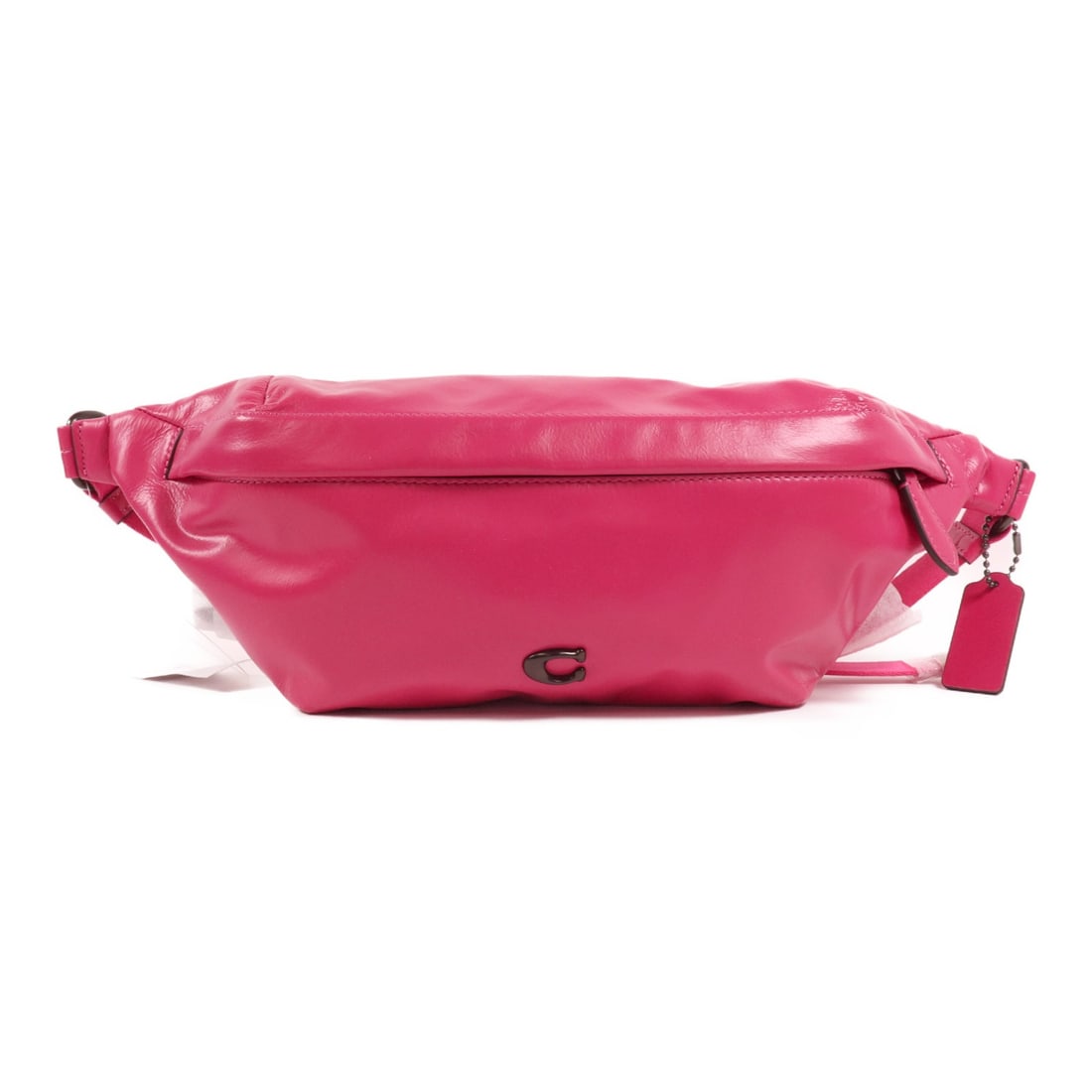 COACH CU103 Pink Leather Hall Belt Bag: COACH CU103 Pink Leather Hall Belt Bag Elevate your accessory game with the COACH Hall Belt Bag, a stylish waist bag crafted from premium leather in a vibrant pink hue. Its sleek design is perfect for