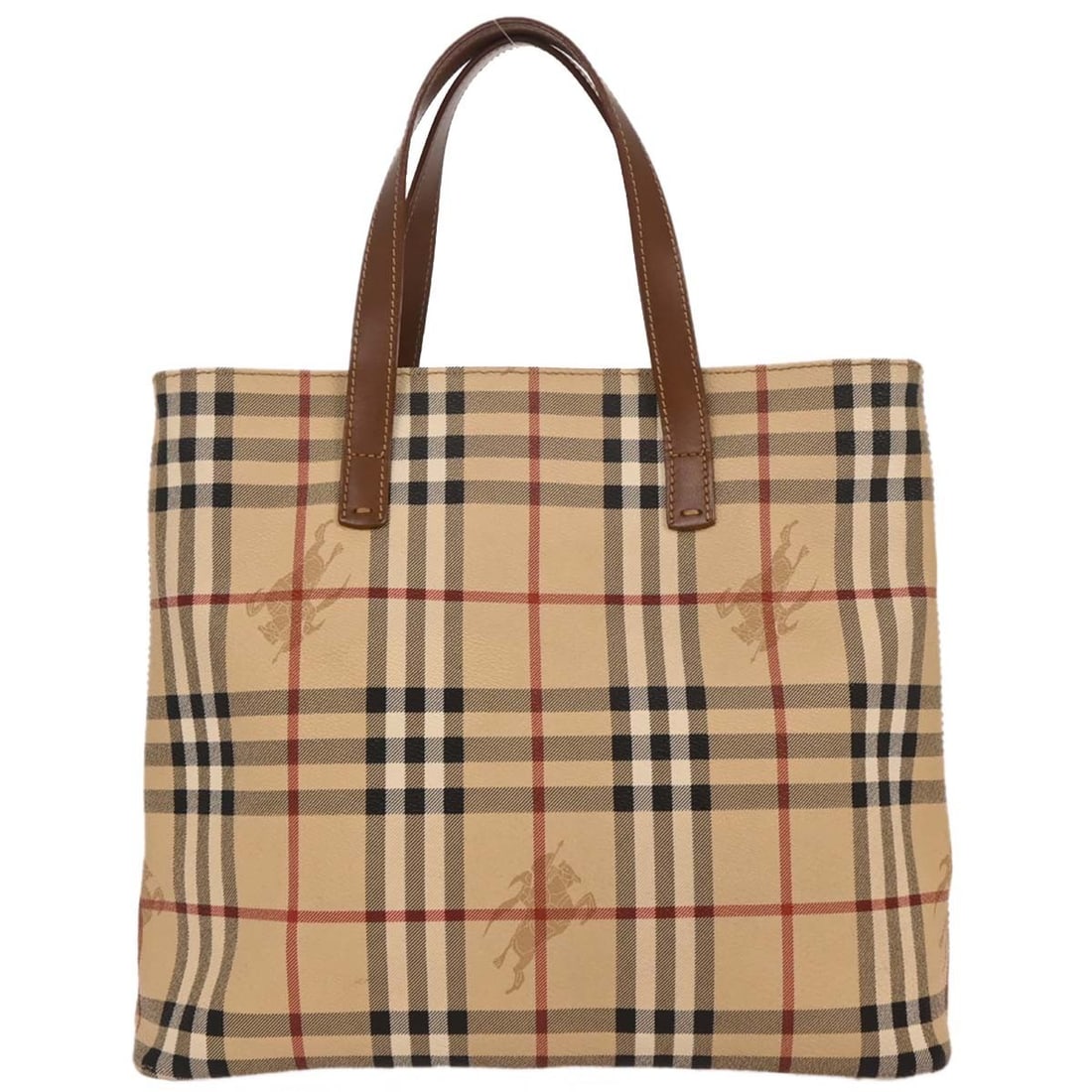 Burberry Beige PVC House Check Tote Handbag Double Handles: Burberry Beige PVC House Check Tote Handbag Double Handles This Burberry House Check Tote Handbag combines style and functionality, perfect for casual outings. Crafted from durable PVC leather, the ex