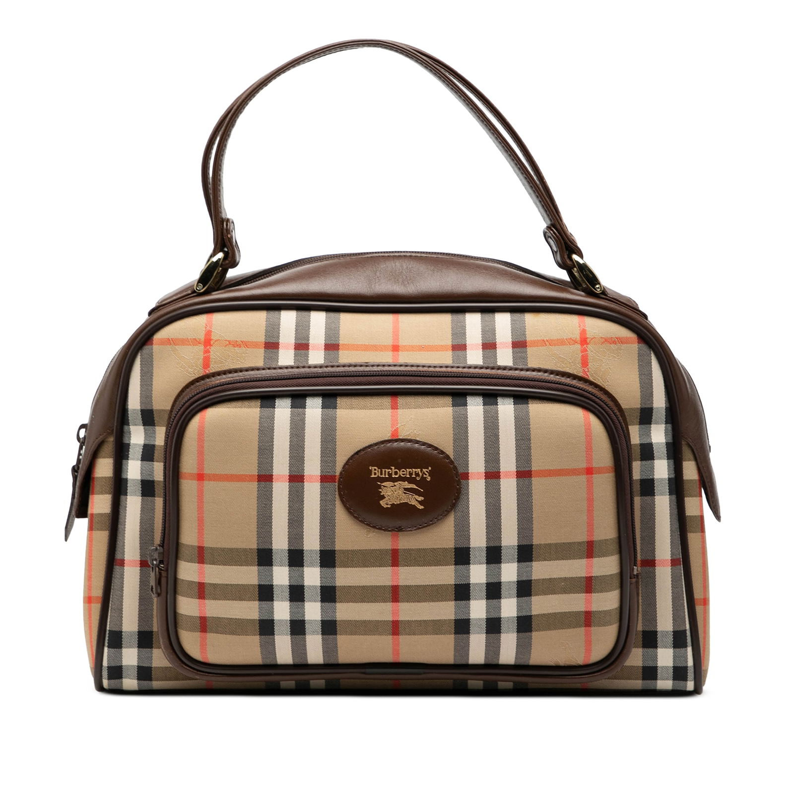 Burberry Haymarket Check Canvas Handbag with Leather Trim (1 of 6)