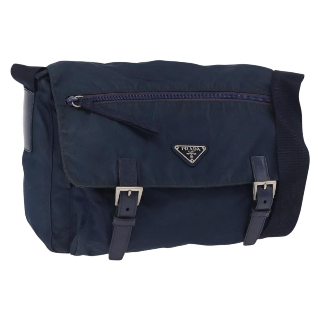 Prada Re-Nylon Navy Messenger Bag Double Buckle Flap (1 of 18)