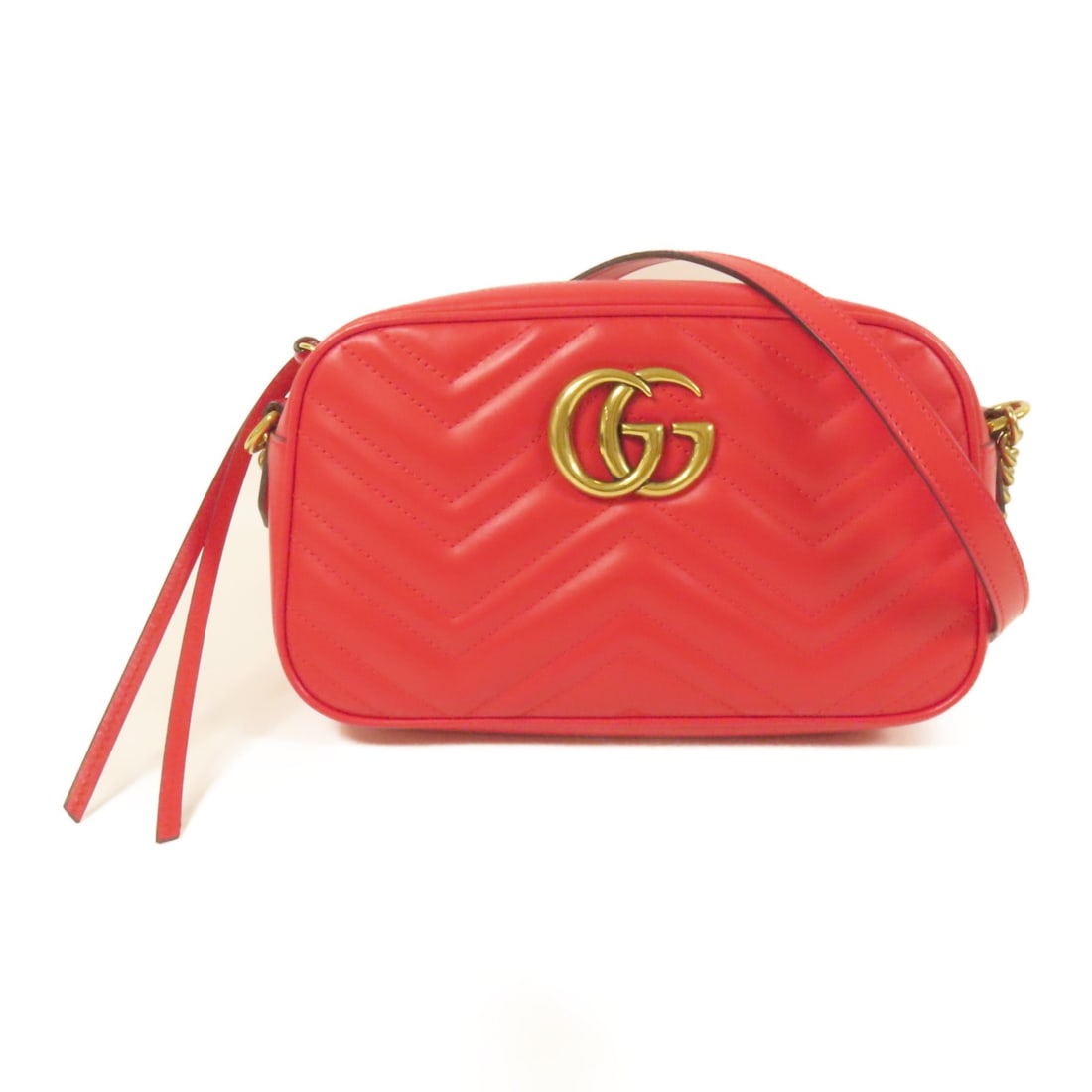 GUCCI GG Marmont Red Calfskin Leather Shoulder Bag GHW (1 of 14)
