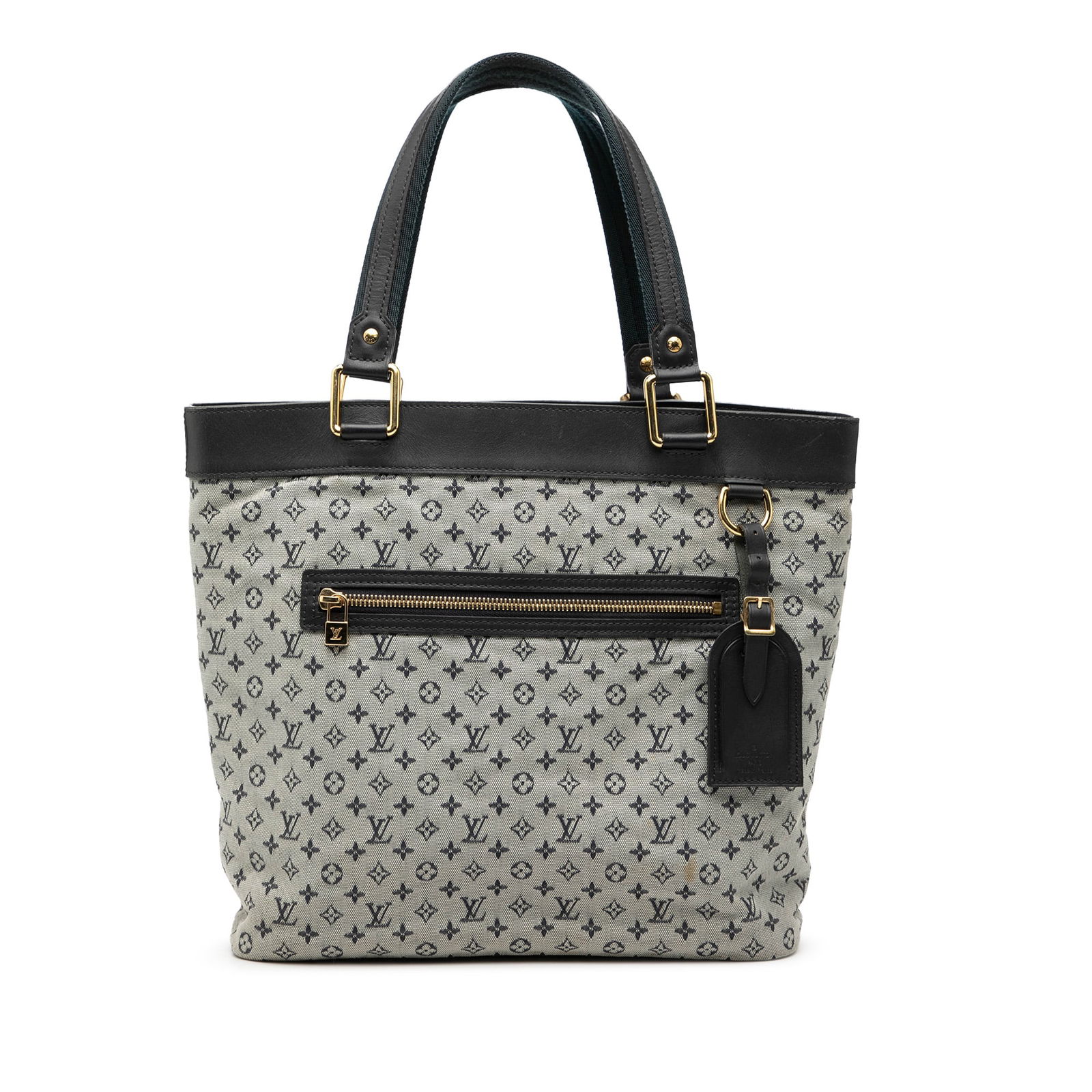 Louis Vuitton Lucille GM Blue Mini Lin Canvas Tote with Leather Accents: Louis Vuitton Lucille GM Blue Mini Lin Canvas Tote with Leather Accents The Louis Vuitton Monogram Mini Lin Lucille GM features a mini lin canvas body with leather trim, flat leather straps, an open t