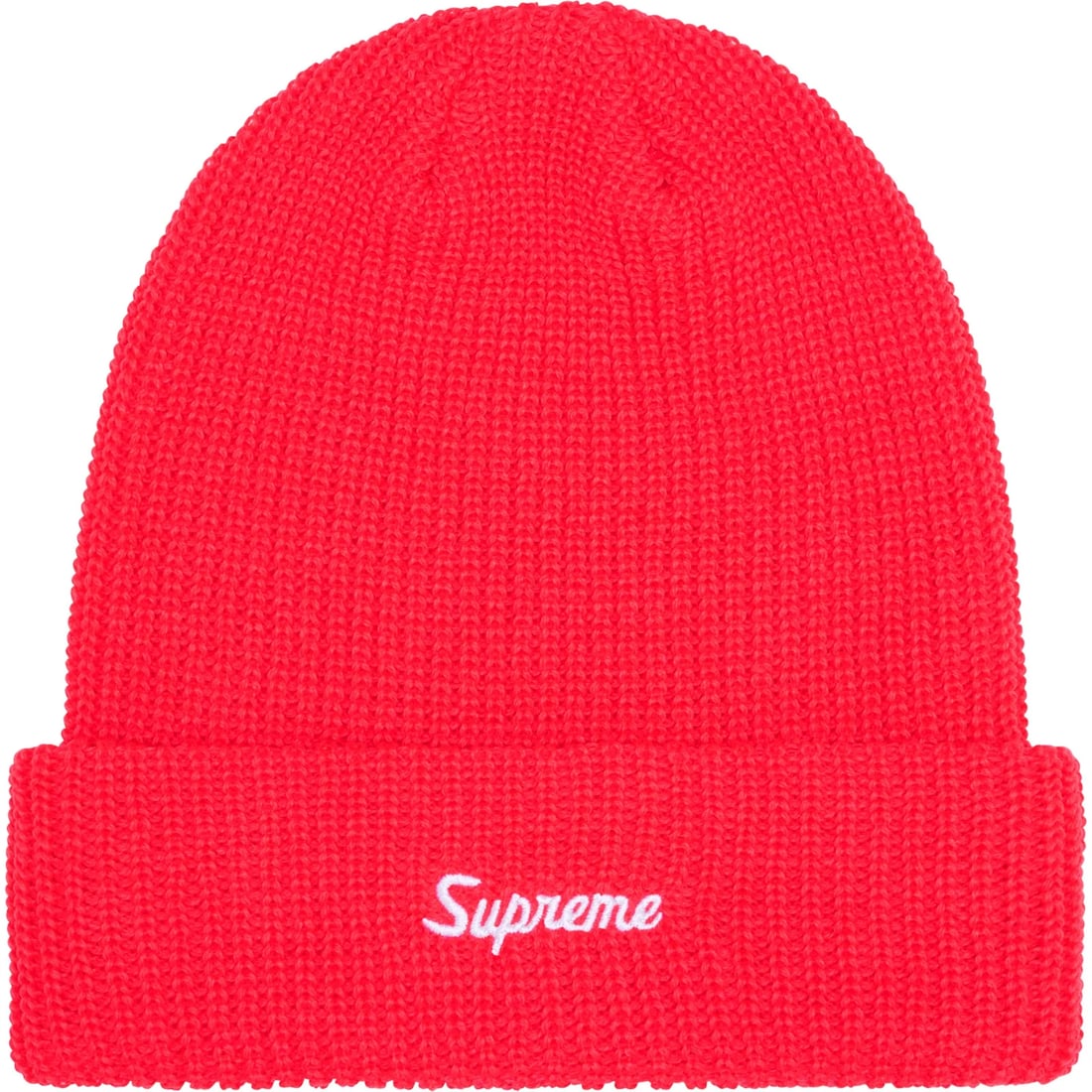 Watermelon Color Loose Knit Supreme Beanie Hat: Watermelon Color Loose Knit Supreme Beanie Hat The Supreme Loose Gauge Watermelon Beanie features a vibrant watermelon-inspired color scheme and is made from soft, breathable knit fabric. Its loose ga