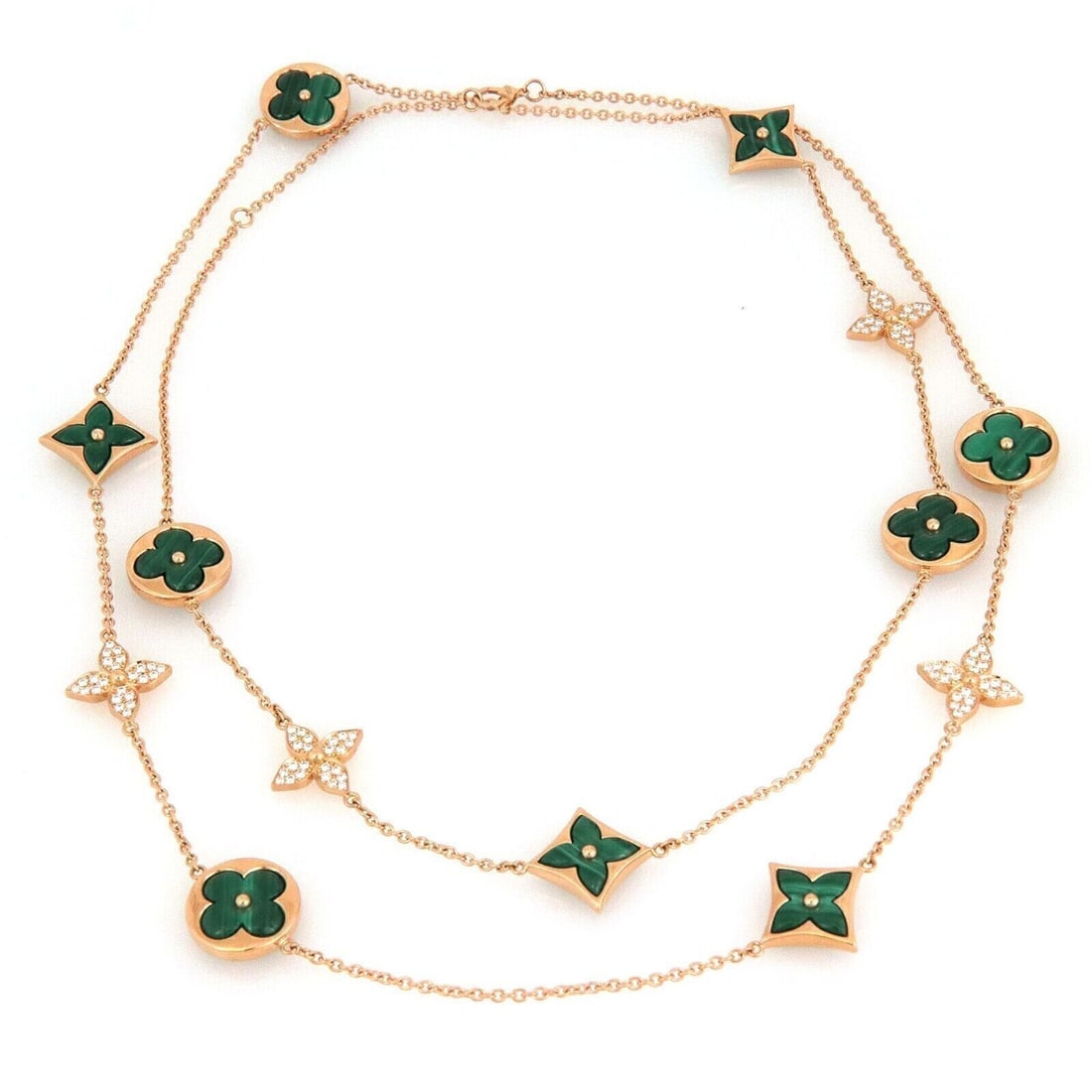 Louis Vuitton Color Blossom Malachite Diamond 18k Pink Gold Star Necklace: Louis Vuitton Color Blossom Malachite Diamond 18k Pink Gold Star Necklace This Louis Vuitton Color Blossom Star Sun necklace is expertly crafted in 18k pink gold and features the iconic Monogram Flowe