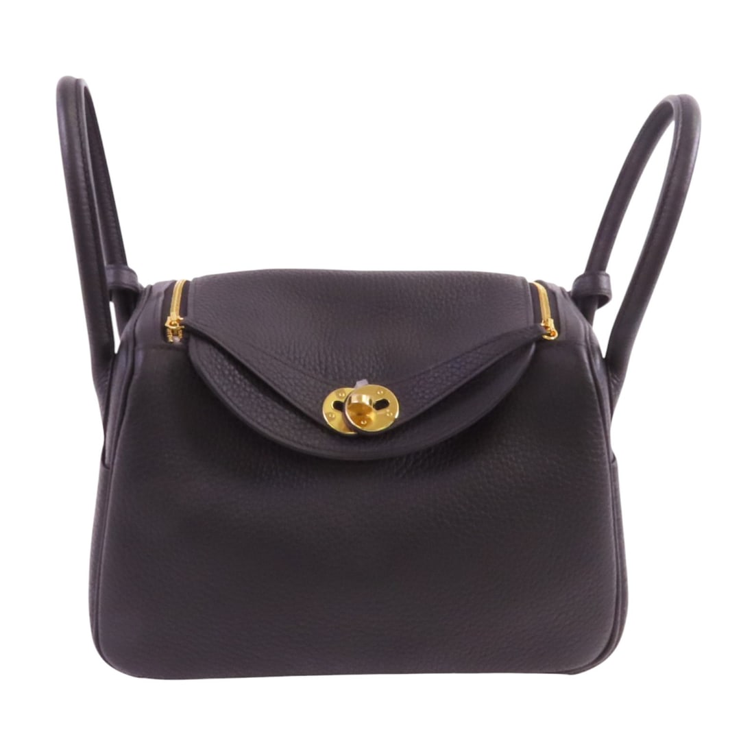 Hermes Lindy 26 Black Clemence Leather Shoulder Bag with Gold Hardware (1 of 15)
