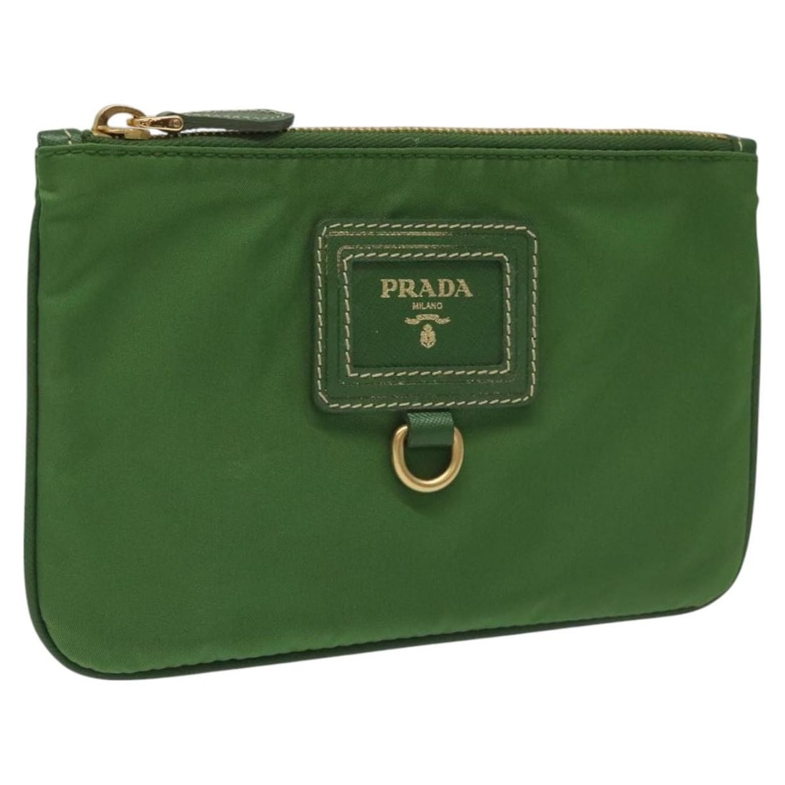 PRADA Nylon Pouch Green Gold Authentic Made in Italy (1 of 18)