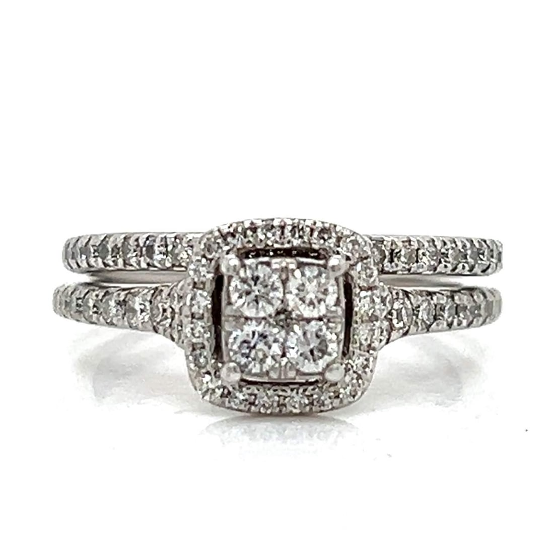 14K White Gold Engagement Anniversary Ring Set 1.00 Ct Diamonds: 14K White Gold Engagement Anniversary Ring Set 1.00 Ct Diamonds This stunning 14K White Gold Engagement and Anniversary Ring Set features a total of approximately 1.00 carat of sparkling diamonds. The