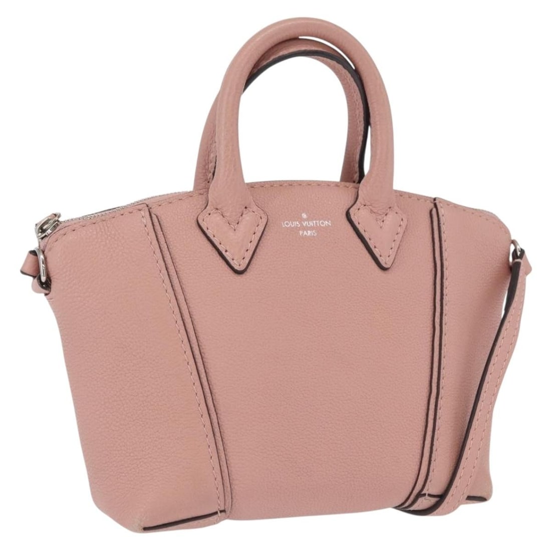 Pink Leather Nano Lockit Handbag Louis Vuitton Parnasea Model M61256: Pink Leather Nano Lockit Handbag Louis Vuitton Parnasea Model M61256 This Louis Vuitton Parnasea Nano Lockit hand bag features a pink leather exterior and is crafted in France. The compact design incl
