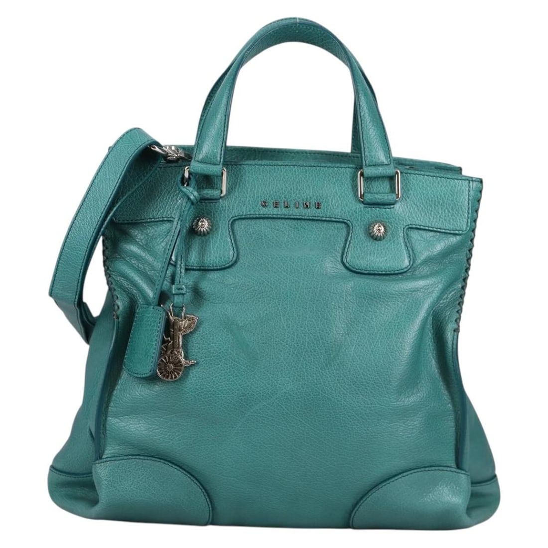 Celine Orlov Leather Handbag Turquoise 37cm x 27cm x 17cm: Celine Orlov Leather Handbag Turquoise 37cm x 27cm x 17cm This Celine Orlov handbag is crafted from turquoise leather, designed for women. It features a spacious interior with pockets in excellent con