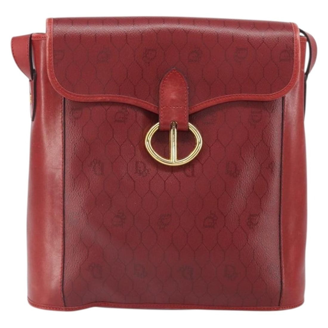 Red Canvas and Leather Honeycomb Shoulder Bag by Christian Dior: Red Canvas and Leather Honeycomb Shoulder Bag by Christian Dior This Christian Dior vintage Honeycomb shoulder bag features a classic red canvas exterior with leather trim. Designed for women, it show