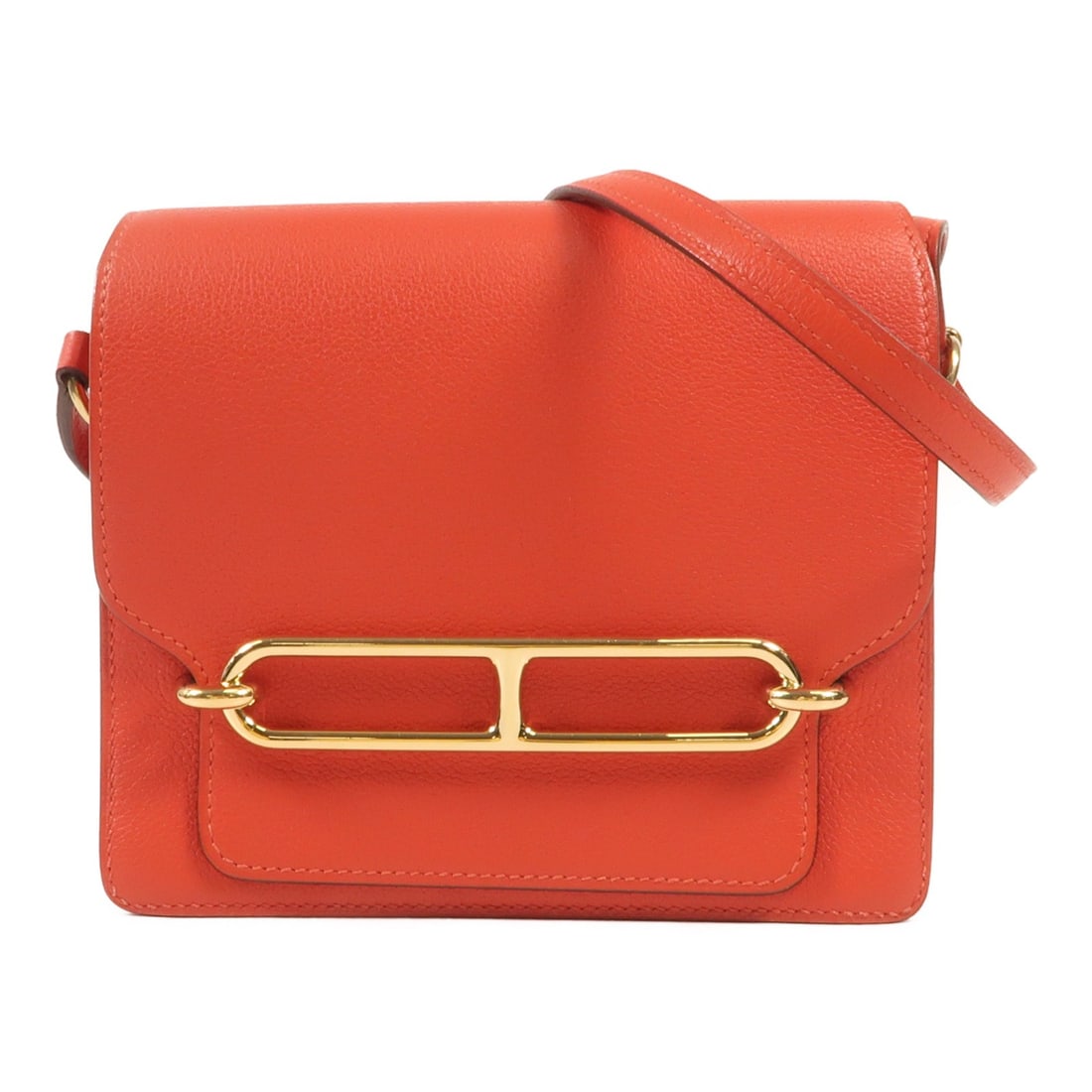 HERMES Mini Roulis Shoulder Bag Evercolor Leather Rouge Tomate (1 of 13)