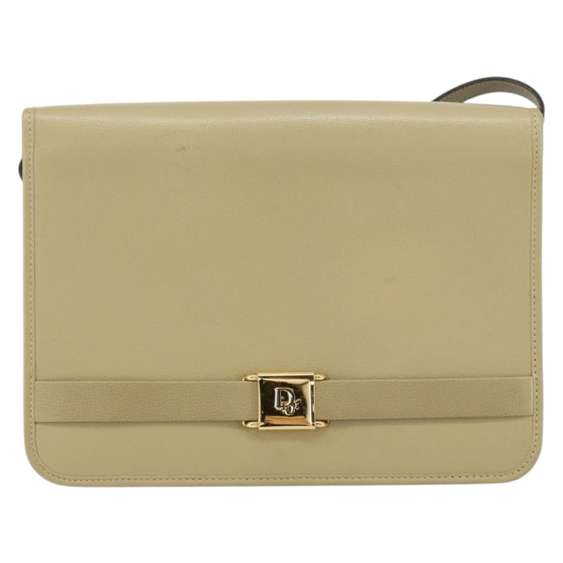Beige Leather Vintage Shoulder Bag by Christian Dior France: Beige Leather Vintage Shoulder Bag by Christian Dior France This pre-owned Christian Dior vintage shoulder bag is crafted from beige leather and designed for women. It features a classic silhouette an