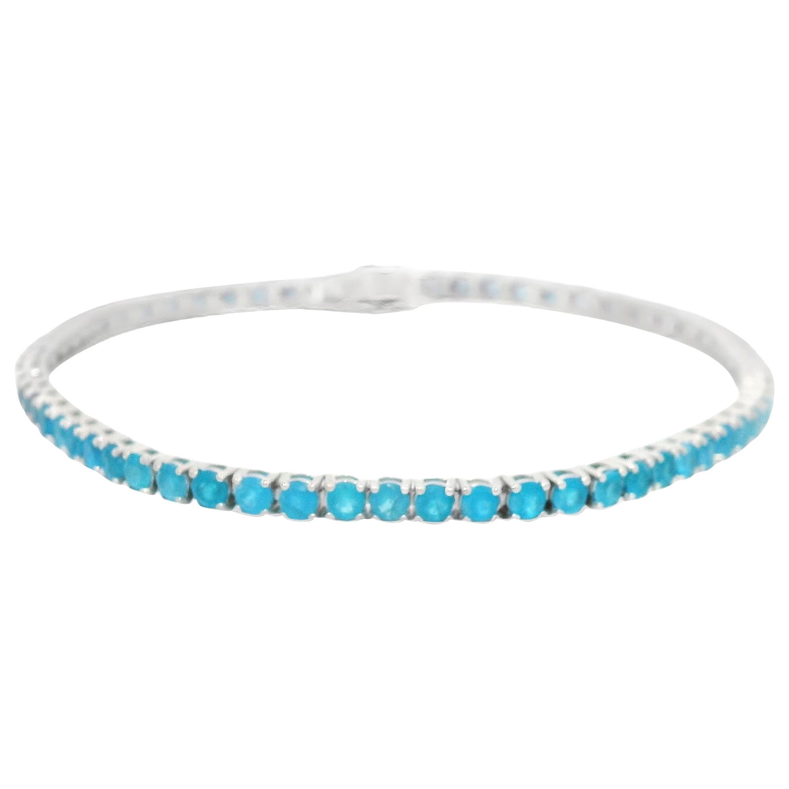 4.91ct Blue Apatite Tennis Bracelet 18k White Gold GIA Appraised (1 of 4)