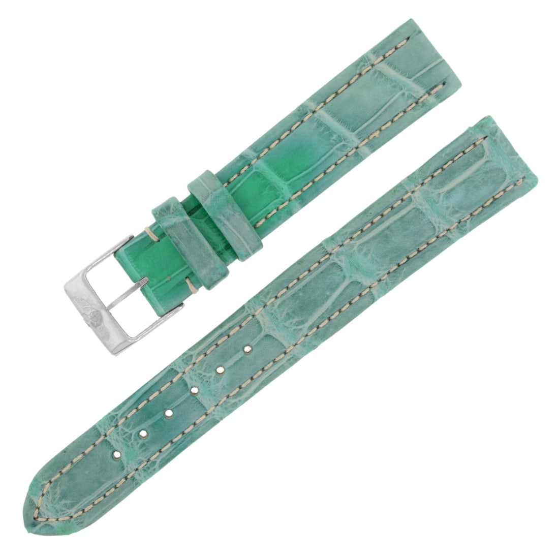 Authentic Breitling Green Alligator Leather Ladies Watch Band 15mm 14mm: Authentic Breitling Green Alligator Leather Ladies Watch Band 15mm 14mm Enhance your timepiece with this authentic Breitling alligator leather watch band, designed specifically for ladies. This stylis