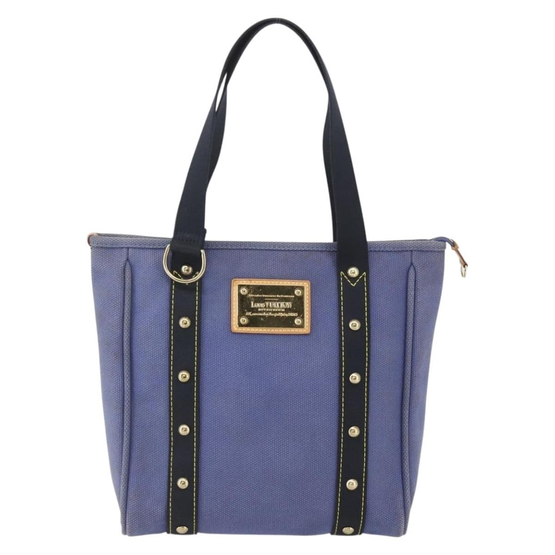 Louis Vuitton Antigua Blue Canvas Tote Bag 29x30x9.5cm: Louis Vuitton Antigua Blue Canvas Tote Bag 29x30x9.5cm This Louis Vuitton Antigua Tote in blue canvas is designed for women. The bag shows signs of wear including loss of shape on the surface, rubbing