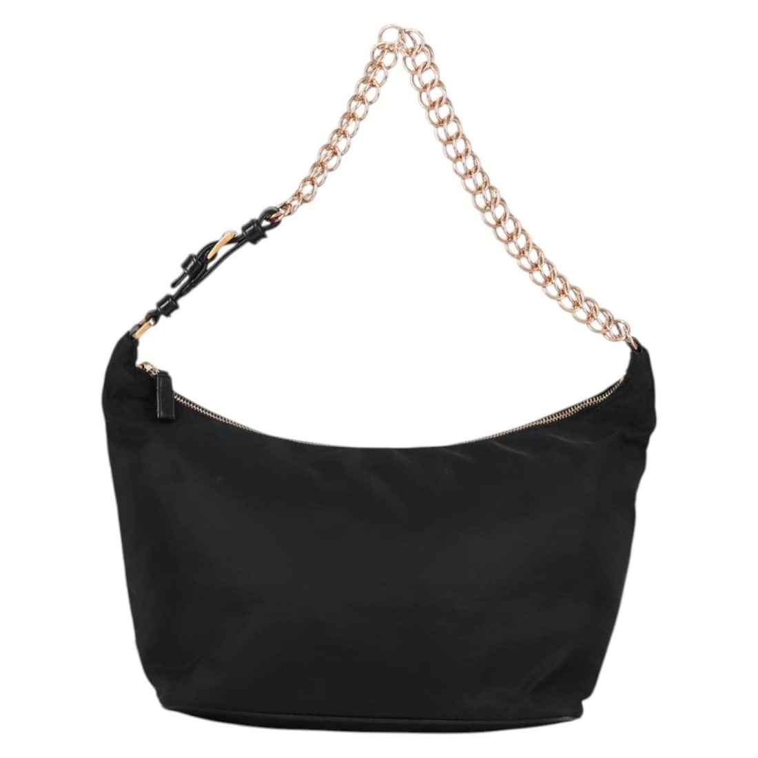 Prada Black Nylon Double Chain Hobo Shoulder Bag: Prada Black Nylon Double Chain Hobo Shoulder Bag This Prada Double Chain Hobo is crafted from black nylon and designed for women. The bag features a double chain handle and displays slight rubbing, mi