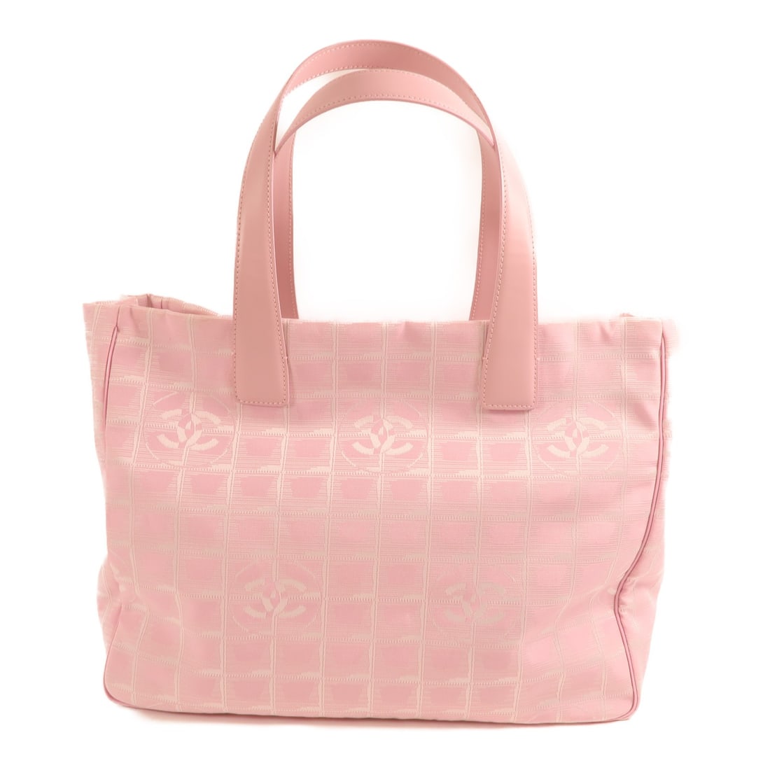 CHANEL CC GHW Pink Nylon Travel Line Tote Shoulder Bag (1 of 17)