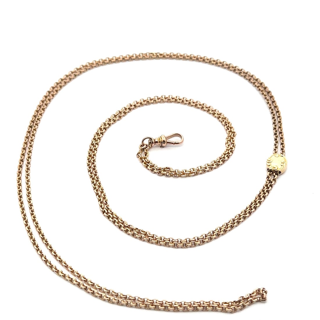 Antique Art Nouveau 10k Yellow Gold Dual Cable Link Necklace with Slide Charm: Antique Art Nouveau 10k Yellow Gold Dual Cable Link Necklace with Slide Charm This exquisite Antique Art Nouveau Necklace features a dual cable link design crafted from solid 10k yellow gold. The neck