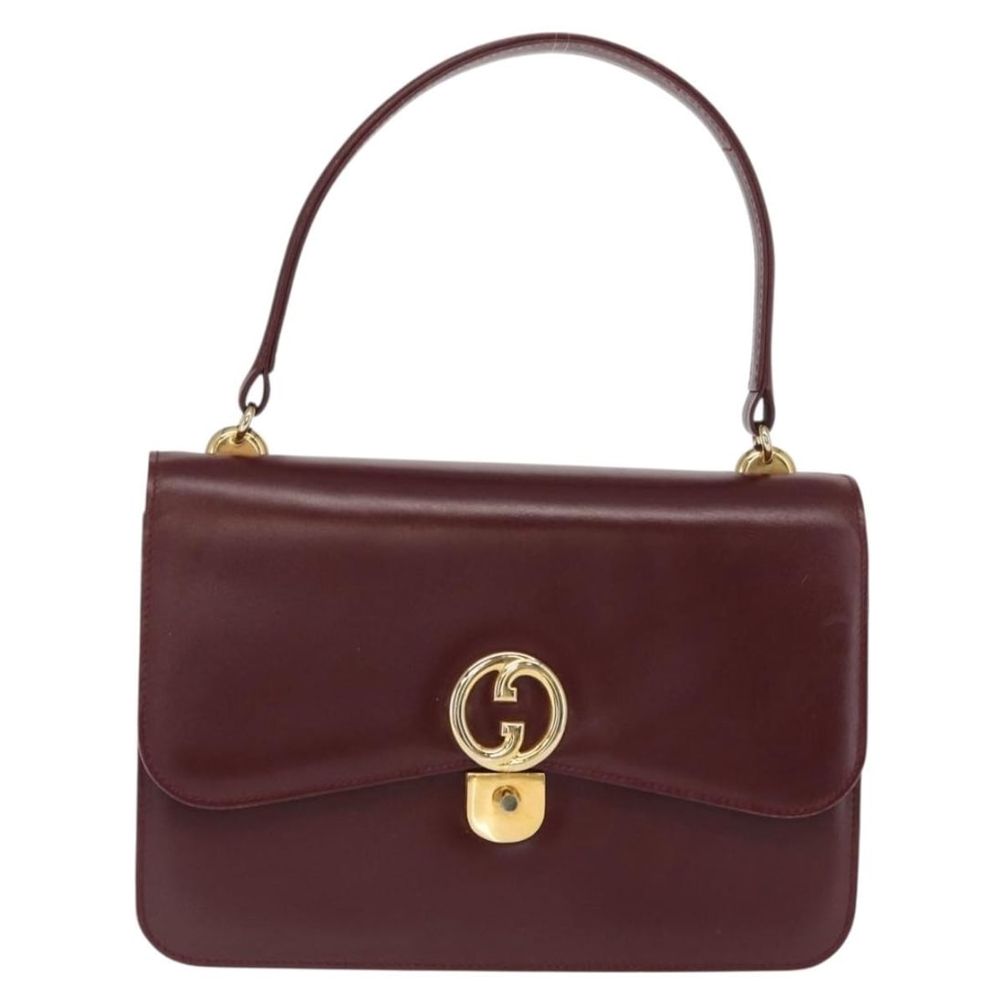 Burgundy Leather Vintage Gucci Handbag for Women 26cm: Burgundy Leather Vintage Gucci Handbag for Women 26cm This Gucci vintage handbag is crafted from leather in a rich burgundy color, designed for women. Made in Italy, it features a classic silhouette w