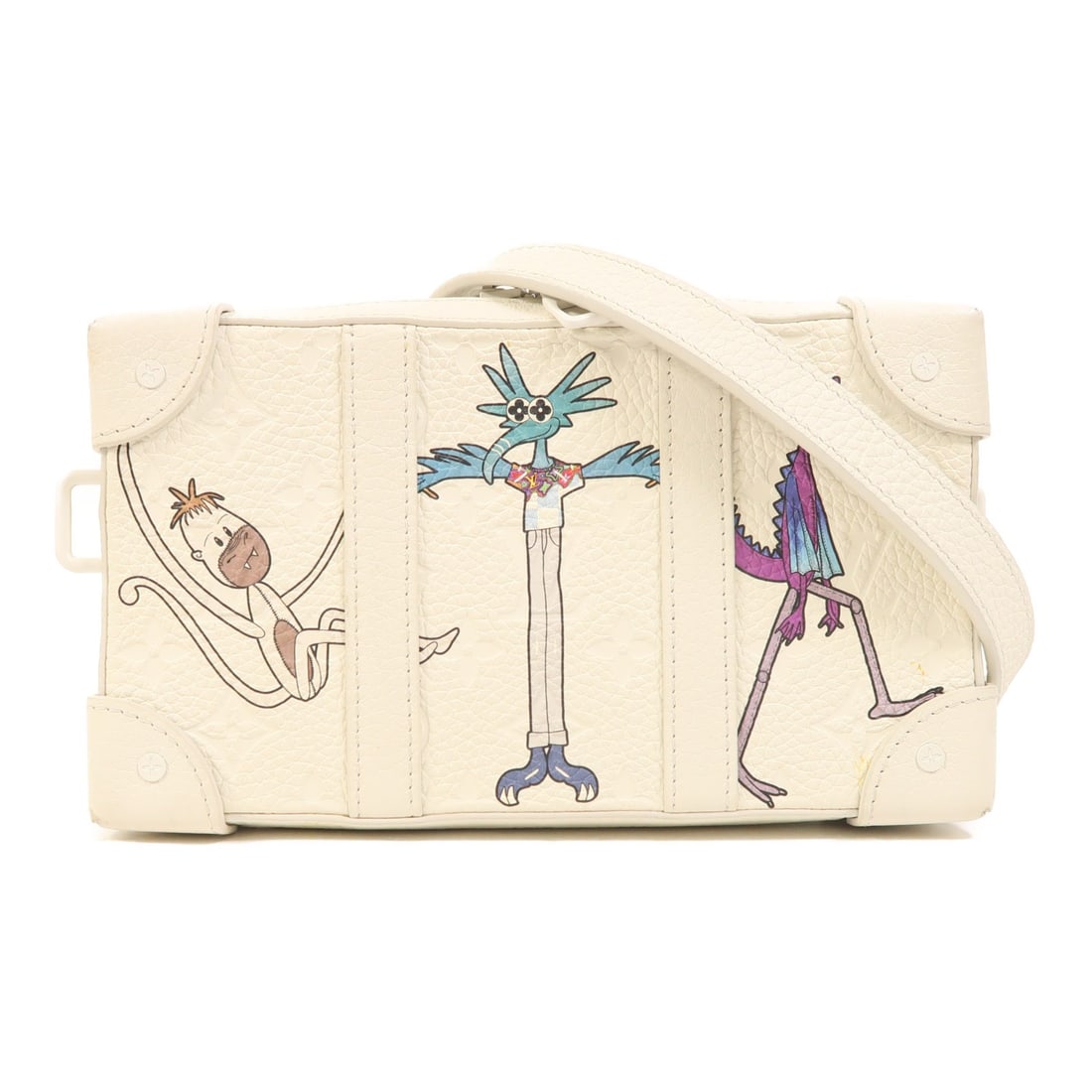 Louis Vuitton Soft Trunk Monogram Taurillon White Leather Shoulder Bag M80146: Louis Vuitton Soft Trunk Monogram Taurillon White Leather Shoulder Bag M80146 This Louis Vuitton LV Soft Trunk Shoulder Bag features a Monogram Taurillon leather exterior in white. Designed with a mod