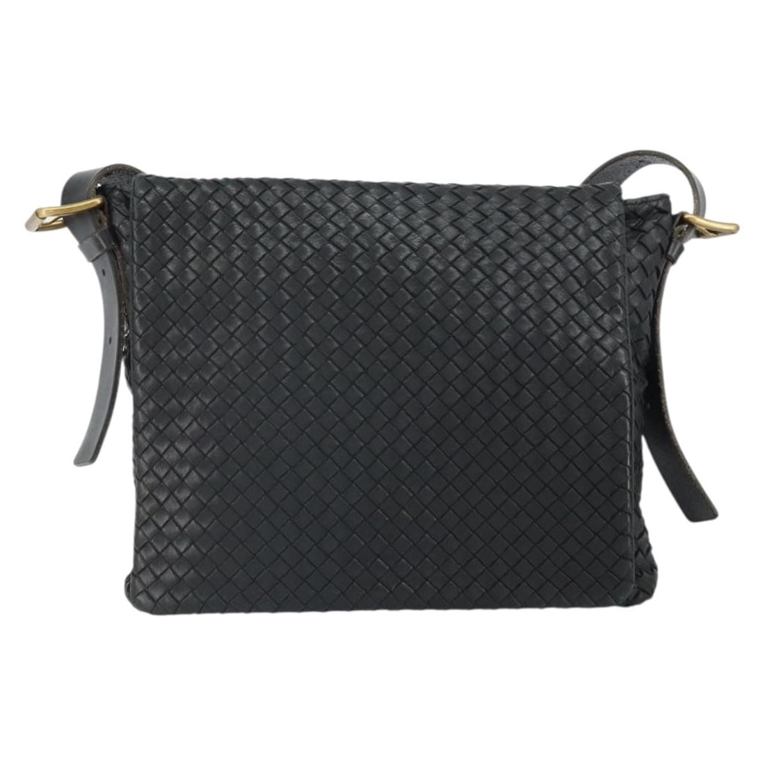 Bottega Veneta Intrecciato Nappa Leather Messenger Bag Black: Bottega Veneta Intrecciato Nappa Leather Messenger Bag Black This Bottega Veneta Square Flap Messenger Bag is crafted from black leather with the signature Intrecciato nappa weave. Designed for unisex