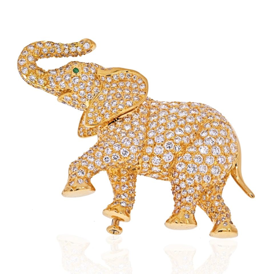 Cartier 18K Yellow Gold Diamond Elephant Brooch 1.5 Cts (1 of 5)
