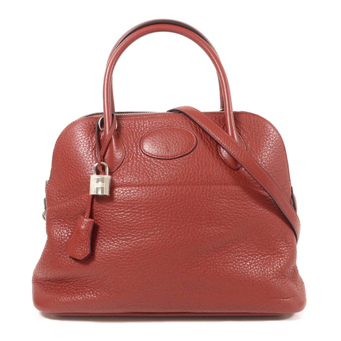 HERMES Bolide 31 Red Togo Leather 2way Shoulder Handbag PHW (1 of 14)