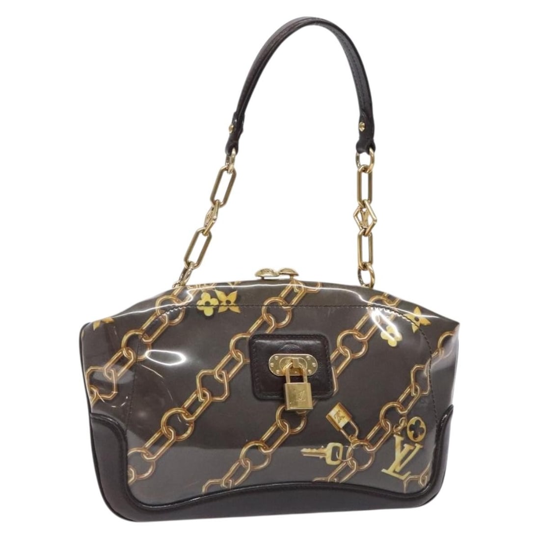 Louis Vuitton Charms Pochette Brown Canvas Shoulder Bag: Louis Vuitton Charms Pochette Brown Canvas Shoulder Bag This Louis Vuitton Charms Pochette is designed for women, crafted from brown canvas with overprinted silk details. It features a spacious interi