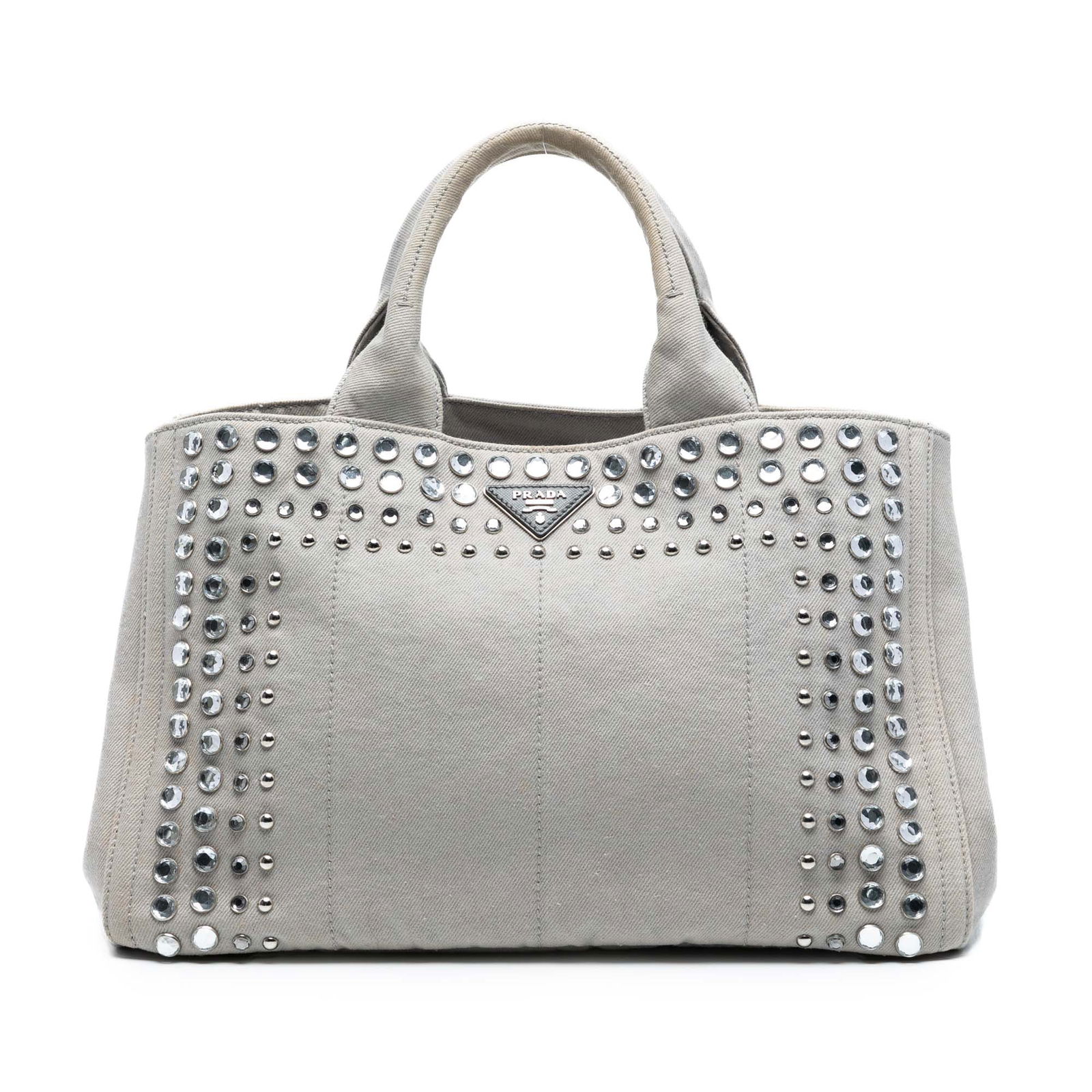 Prada Canvas Canapa Bijoux Gray Satchel Bag from Italy: Prada Canvas Canapa Bijoux Gray Satchel Bag from Italy Introducing the Prada Canvas Canapa Bijoux Satchel, a stylish accessory that combines functionality with elegance. This satchel showcases a uniqu