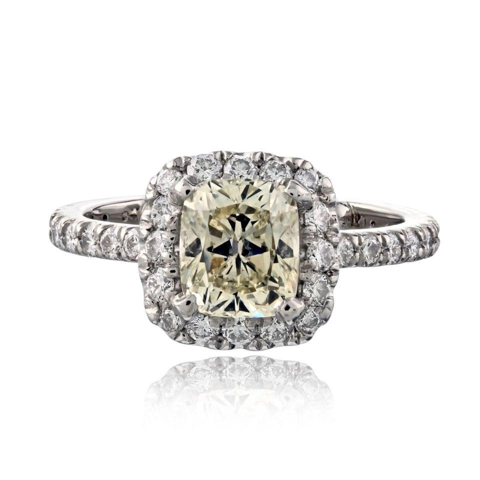 Platinum Engagement Ring with 1.16ct Cushion L SI2 Diamond GIA (1 of 7)
