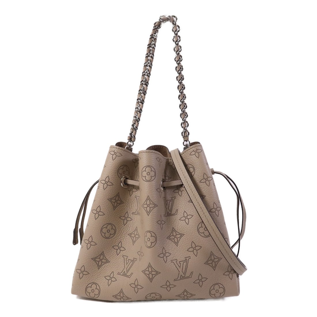 Louis Vuitton Bella Mahina Gray Calfskin 2-Way Shoulder Bag M57201: Louis Vuitton Bella Mahina Gray Calfskin 2-Way Shoulder Bag M57201 This Louis Vuitton Bella 2 Way Shoulder Bag features a stylish gray calfskin exterior crafted from Mahina leather. Designed as a vers