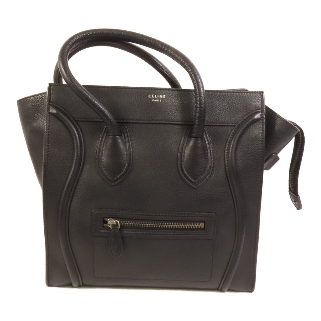 Celine Mini Luggage Black Calfskin Leather Handbag Silver Hardware (1 of 14)
