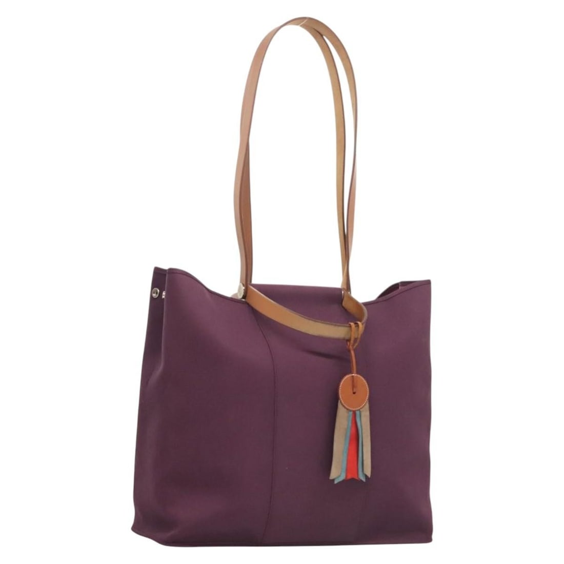 Hermes Cabag Purple Canvas and Leather Tote 40cm x 37cm x 18cm: Hermes Cabag Purple Canvas and Leather Tote 40cm x 37cm x 18cm This Hermes Cabag handbag for women features a purple canvas exterior with leather accents. It measures 40 cm x 37 cm x 18 cm and is made