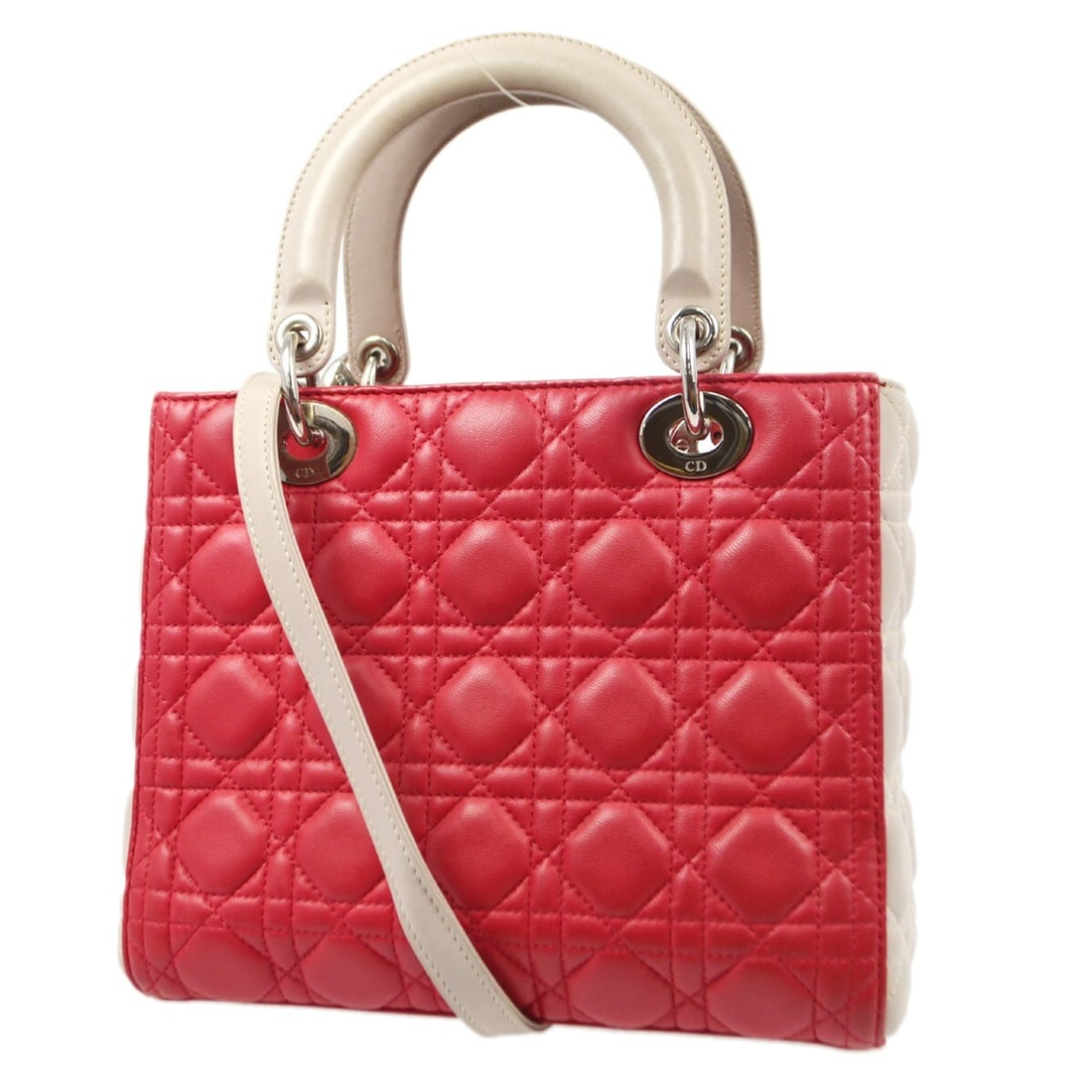 Lady Dior Bicolor Pink Quilted Lambskin Handbag by Christian Dior - 2