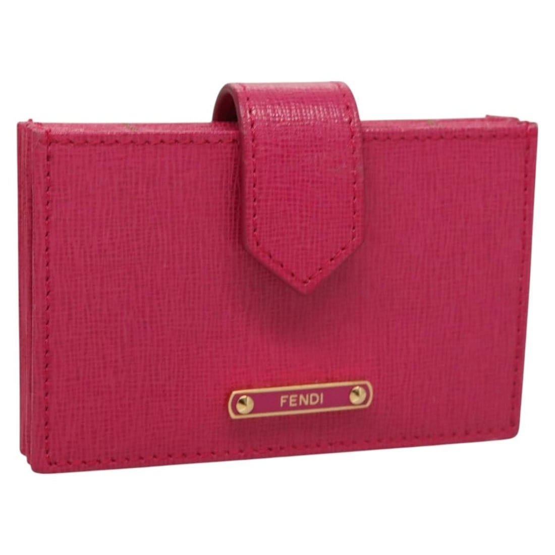 FENDI Pink Gold Leather Card Case Auth Italy SW1004 (1 of 16)