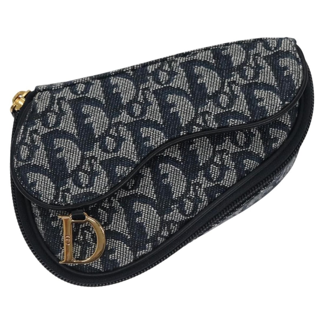 Christian Dior Trotter Canvas Saddle Pouch Navy Gold Made in Spain: Christian Dior Trotter Canvas Saddle Pouch Navy Gold Made in Spain This Christian Dior Trotter Canvas Saddle Pouch showcases a stylish combination of navy and gold, crafted from high-quality canvas. W