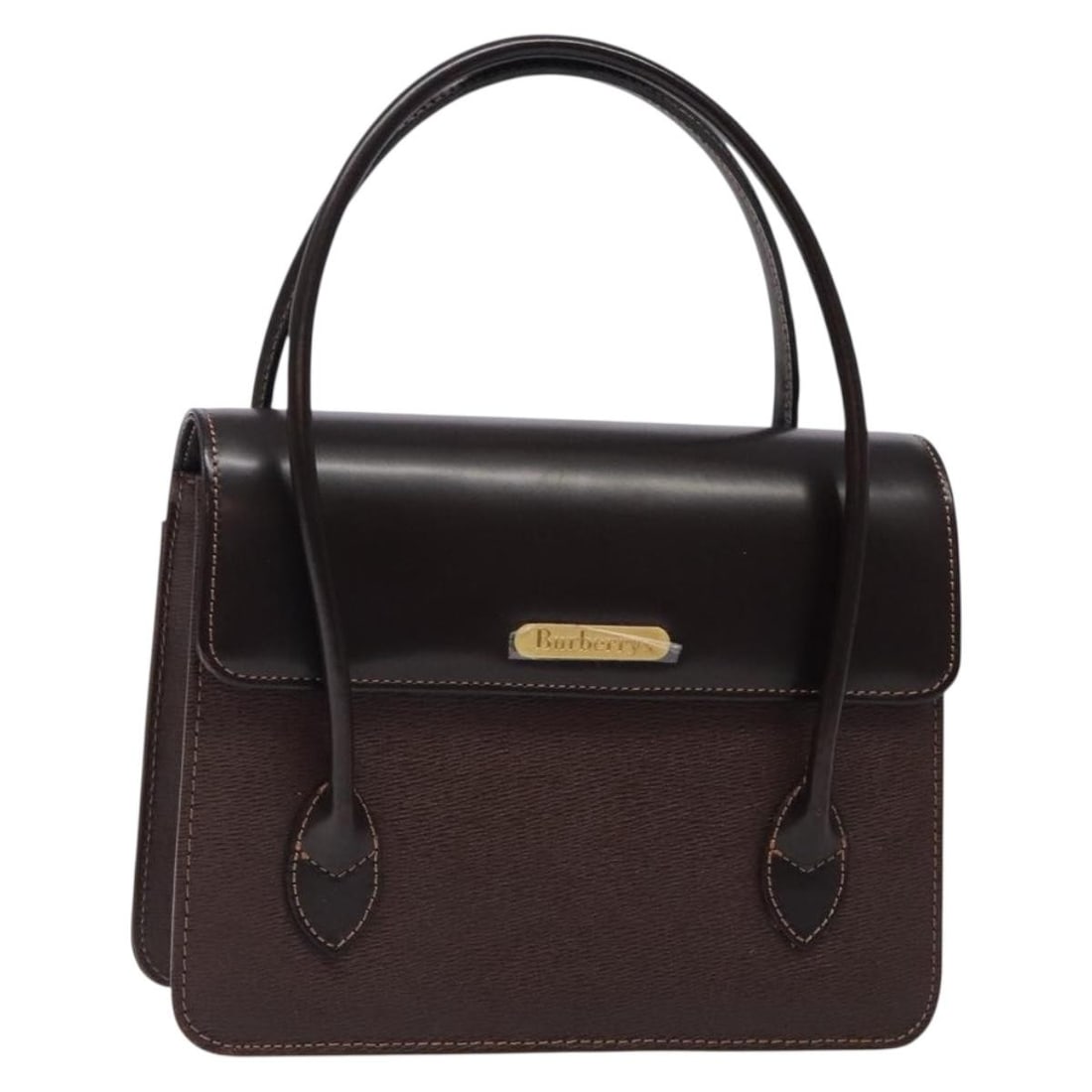 Burberrys Dark Brown Leather Hand Bag Gold Accents BA4181 (1 of 18)