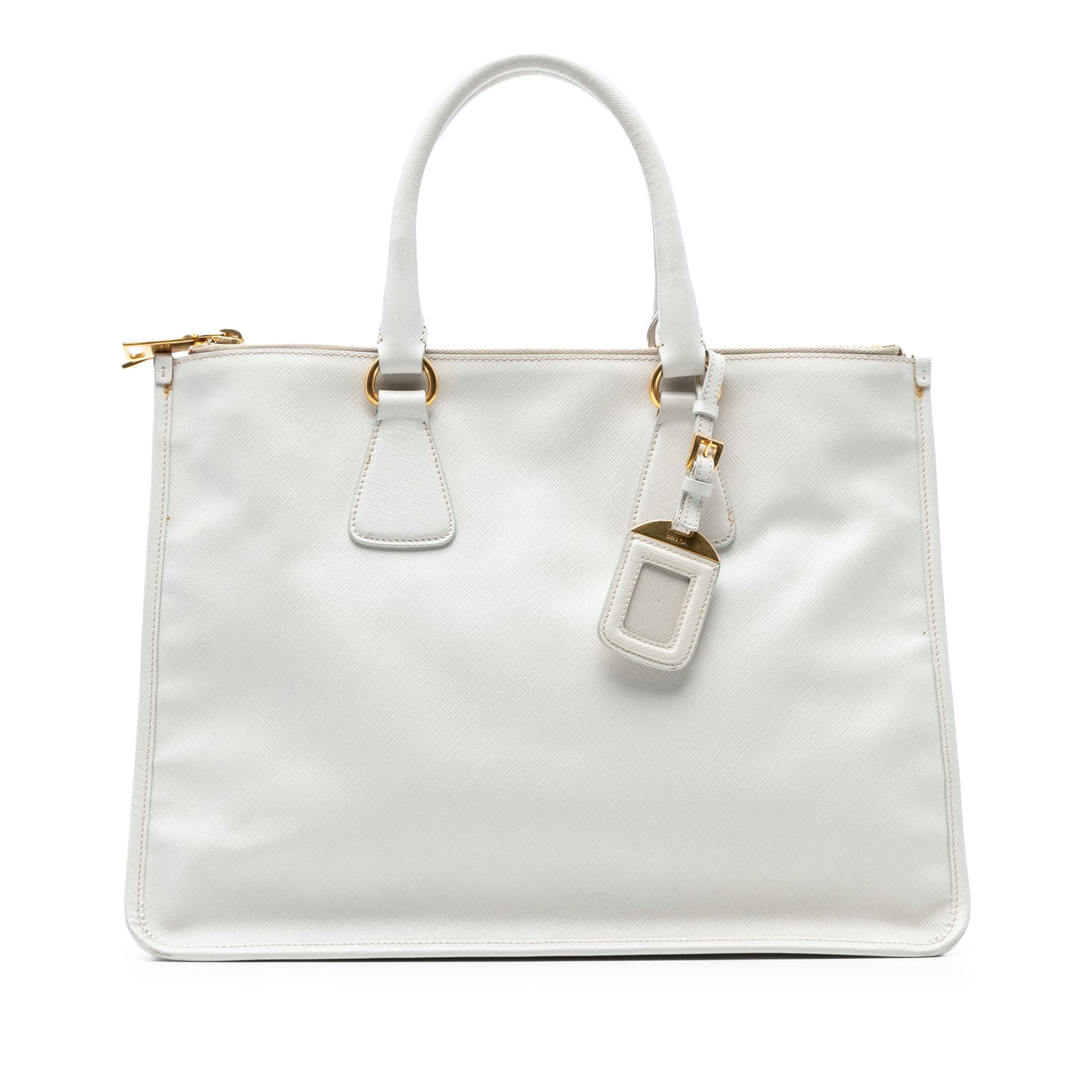 Prada Saffiano Lux Double Zip Tote White Leather Bag (1 of 8)
