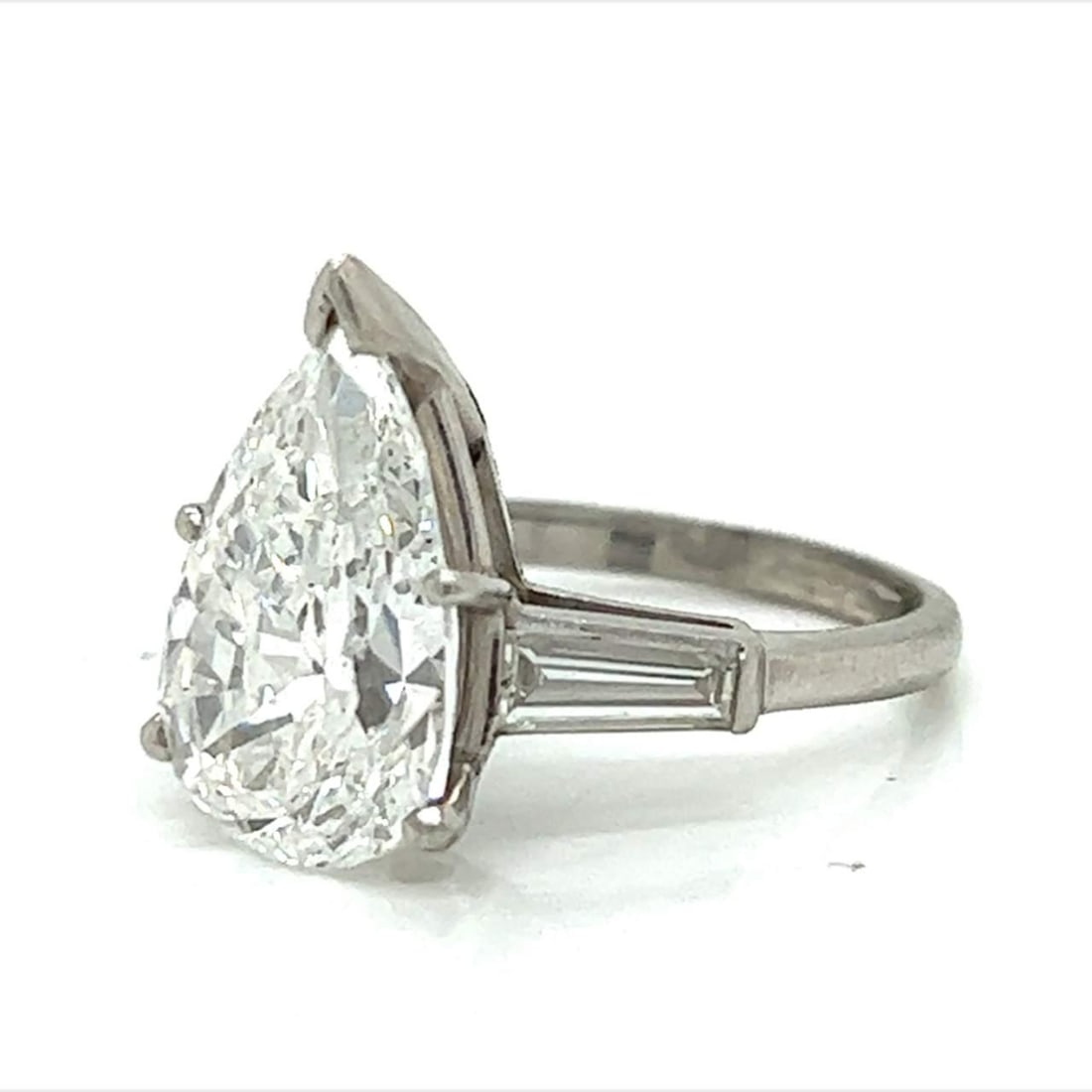 GIA Certified 5.24 Ct Pear-Shape Diamond Platinum Engagement Ring - 2