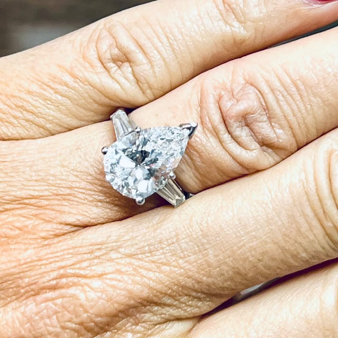 GIA Certified 5.24 Ct Pear-Shape Diamond Platinum Engagement Ring - 5