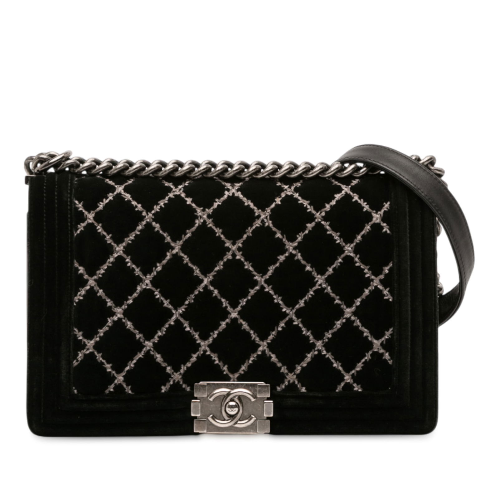 Chanel Medium Black Velvet Wild Stitch Boy Flap Bag: Chanel Medium Black Velvet Wild Stitch Boy Flap Bag Introducing the Chanel Medium Quilted Velvet Wild Stitch Boy Flap, a sophisticated and stylish bag crafted in Italy. This exquisite piece showcases