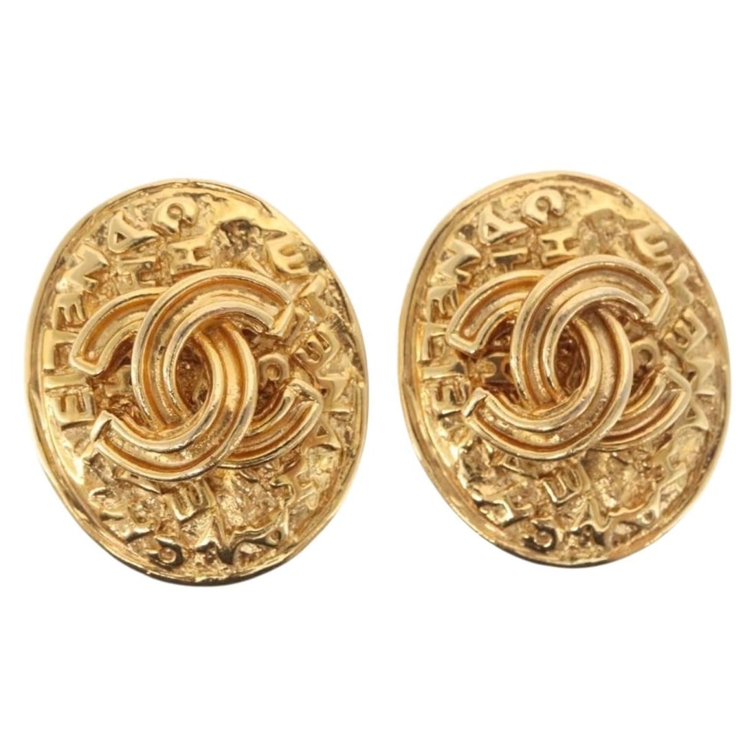 Gold Metal CC Logo Earring by CHANEL France Authentic Serial 95A (1 of 9)