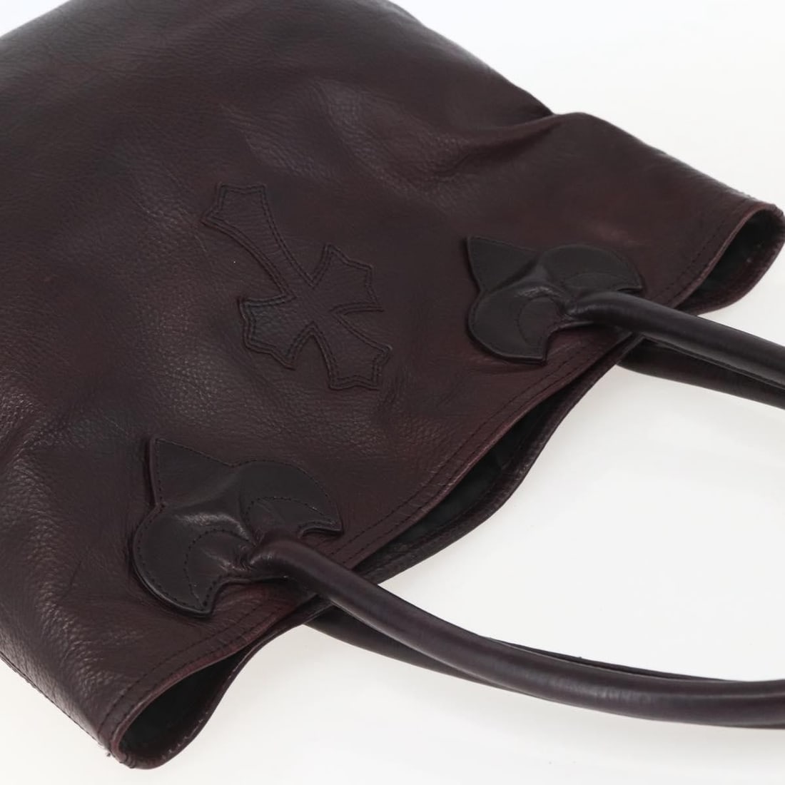 Chrome Hearts Black Leather Tote Bag Crosspatch Authenticated - 6