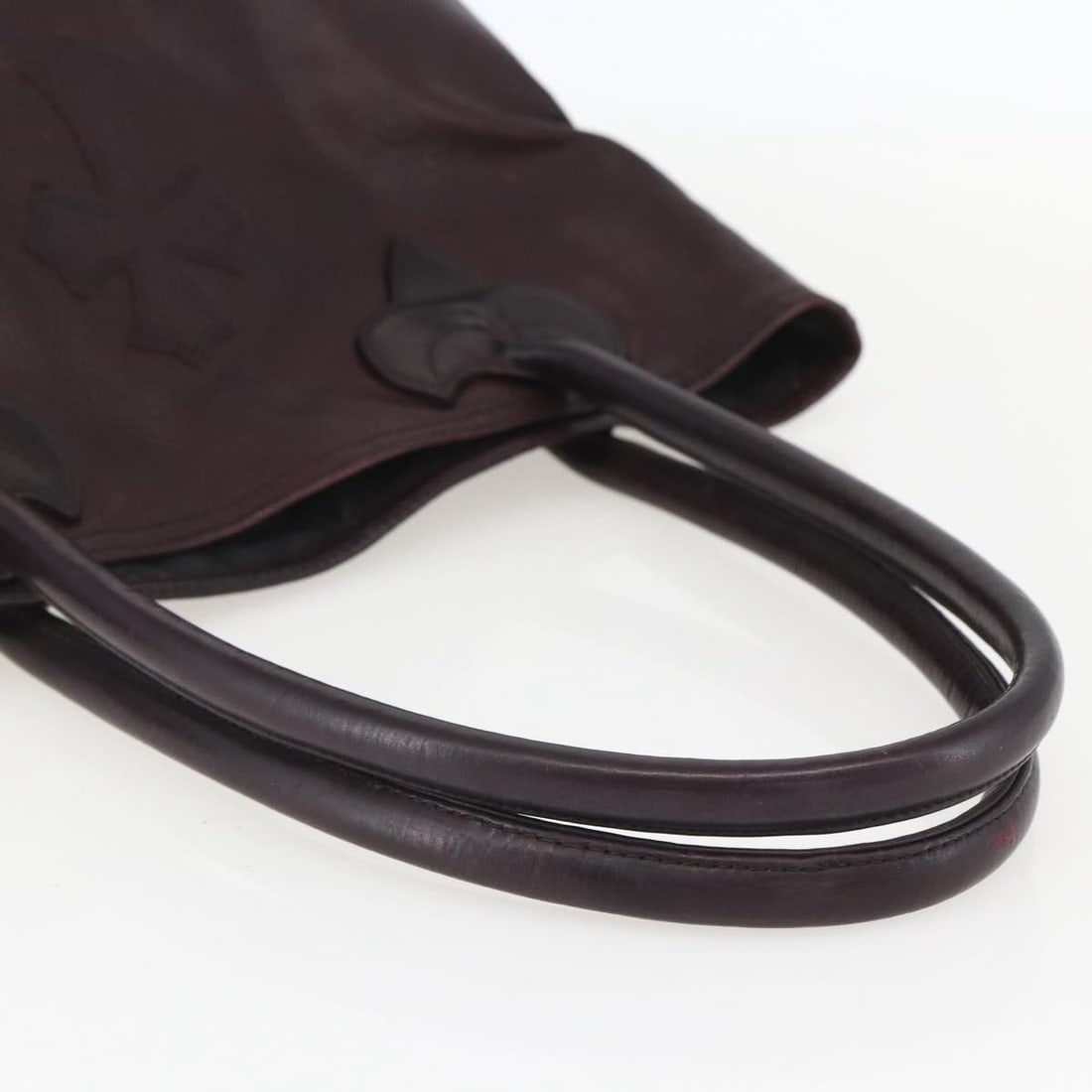 Chrome Hearts Black Leather Tote Bag Crosspatch Authenticated - 7