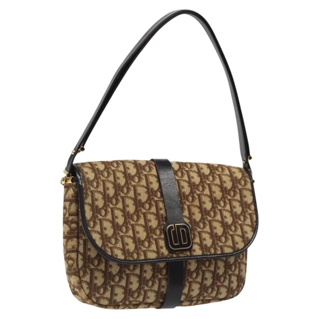 Christian Dior Brown Canvas Vintage CD Shoulder Flap Bag: Christian Dior Brown Canvas Vintage CD Shoulder Flap Bag This Christian Dior Vintage CD Flap Shoulder Bag is crafted from brown canvas and designed for women. It features a flap closure and a shoulder