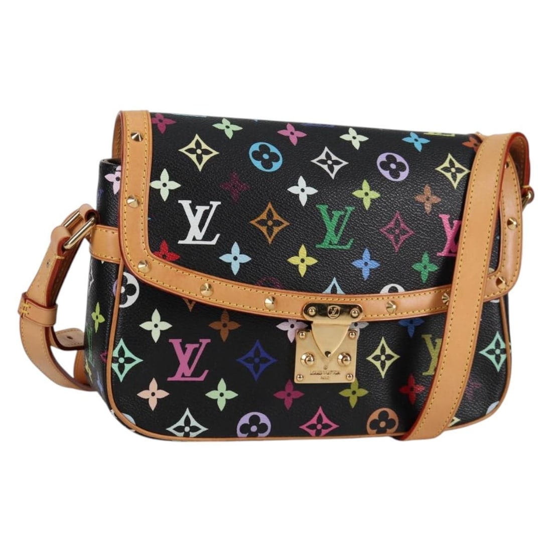 LOUIS VUITTON Monogram Multicolor Sologne Shoulder Bag Black M92639 Authentic (1 of 18)
