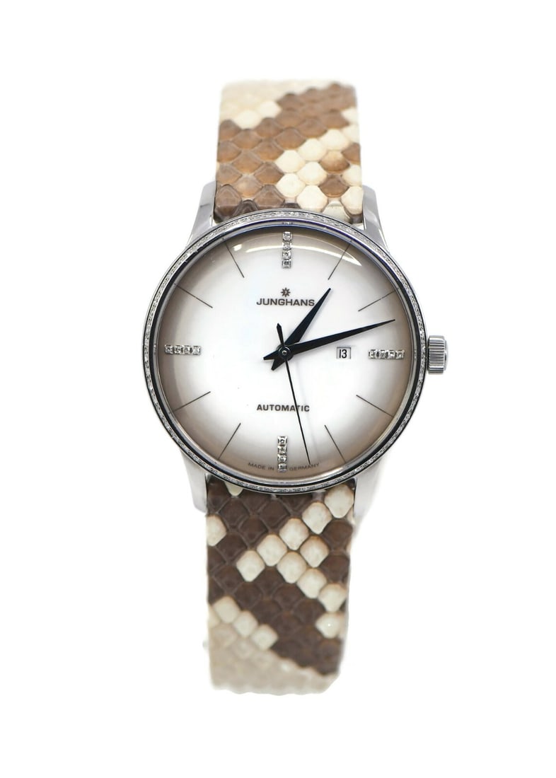 Junghans Meister Damen Diamond Watch Stainless Steel 27/4847.00 with Box and Papers: Junghans Meister Damen Diamond Watch Stainless Steel 27/4847.00 with Box and Papers This exquisite Junghans Meister Damen Diamond Stainless Steel Watch features a stunning white dial and a diamond bez