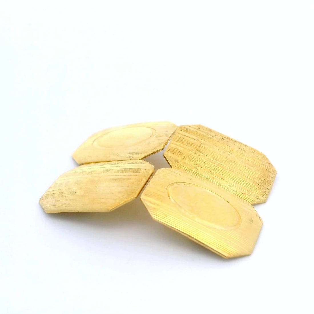 Antique 14k Yellow Gold Rectangular Engravable Cufflinks - 2