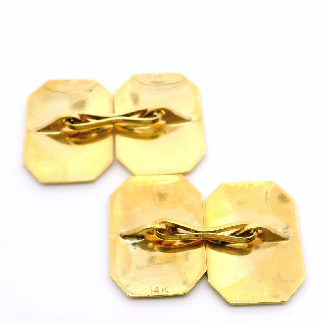 Antique 14k Yellow Gold Rectangular Engravable Cufflinks - 3