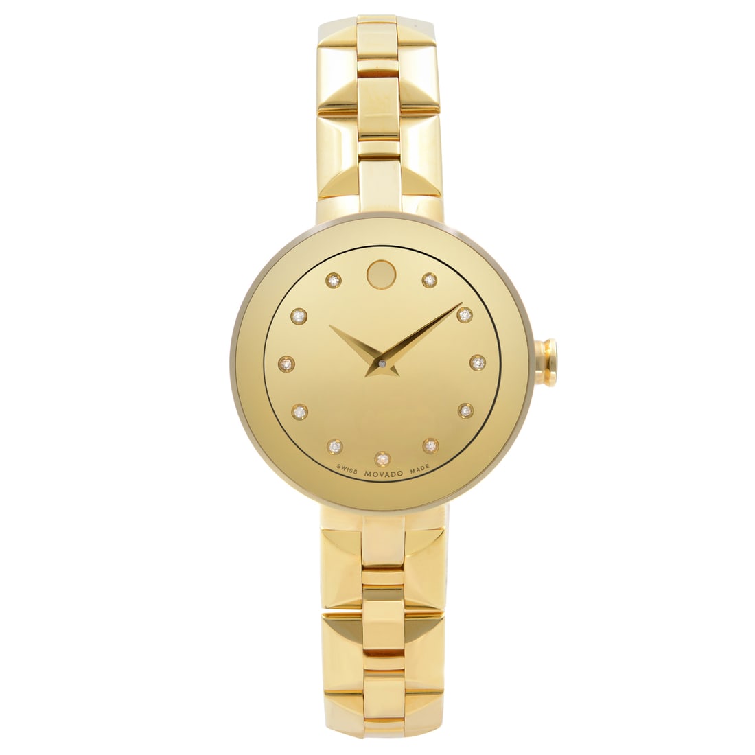 Movado 0606816 Gold PVD Quartz Ladies Watch with Champagne Dial: Movado 0606816 Gold PVD Quartz Ladies Watch with Champagne Dial Experience elegance with the Movado Sapphire Steel Gold PVD Champagne Dial Quartz Ladies Watch (Model: 0606816). This exquisite wristwat